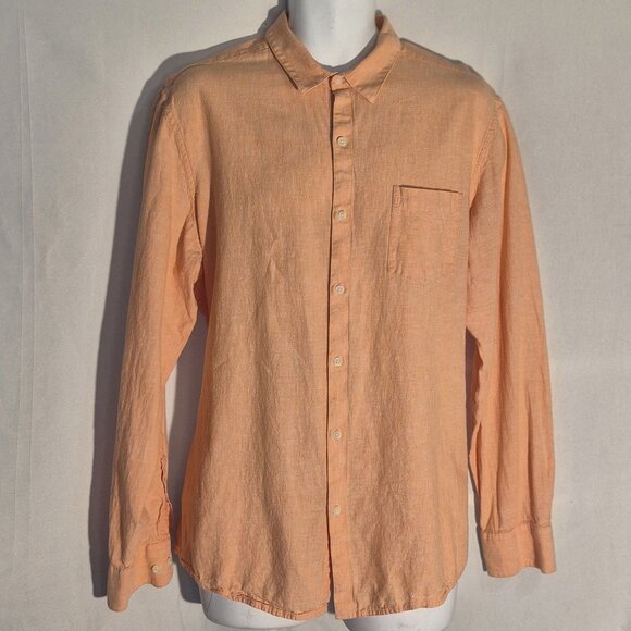 Marc Anthony linen blend shirt, button front, orange/white blend in size XL - Picture 1 of 14